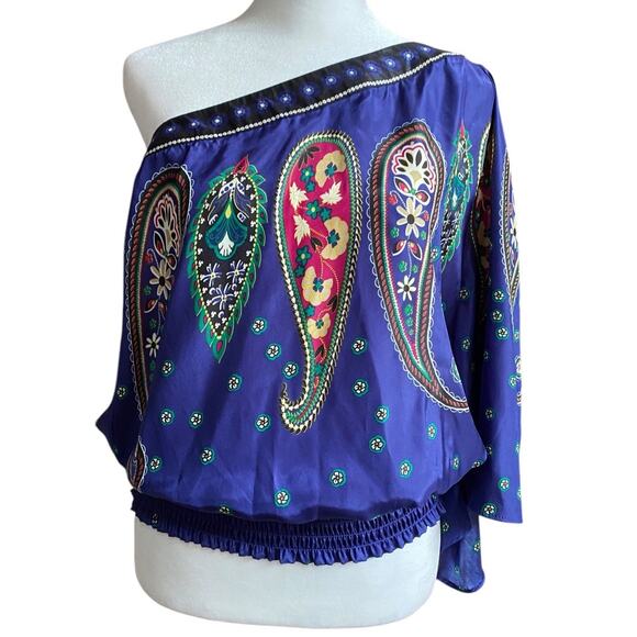 Vtg Y2k One Shoulder Angel Sleeve Top Rampage Women L Satin Fairy Whimsigoth - Picture 7 of 15